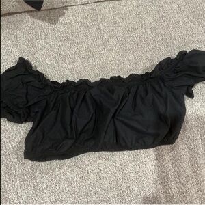 Dolls Kill Black Ruffled Crop Top